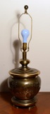 Antiqued Brass Oriental Design Brass Table Lamp. Without Shade