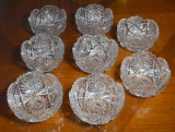 Set of 8 Cut Glass 6” Bowls
