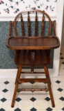 Vintage Hardwood Junior Seat or High Chair, Windsor Style