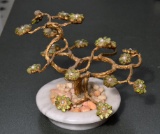 Small Tabletop Decorative Asian Ming Tree In Alabaster Planter