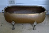 Large Paw-Footed Brass Planter, Nice Old Patina