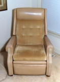 Vintage Leather and Velour Upholstered Recliner