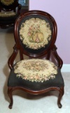 Antique Victorian Rosewood Parlor Chair w/ Needlepoint Upholstery