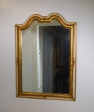 Bonnet Top Wall Mirror, Antiqued White & Gold Wooden Frame