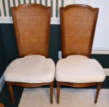 Pair of Cherry Caned Back & Seat Side Chairs, Upholstery Matches That Of Dining Chairs