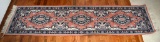 Persian Style Wool Runner, 2 x 8, Coral, Black & White