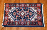 Small 1.5 x 2 Wool Area Rug, Red & Blue