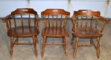 Lot of Three Hardwood  Windsor Style Chairs