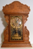 Antique Welch Pressed Oak 8-Day Time & Strike Shelf Clock “Admiral Dewey USS Olympia”