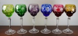 Set of 6 WMF Cristal Cabinet Cut Crystal Colored Goblets