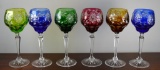 Set of 6 WMF Cristal Cabinet Cut Crystal Colored Goblets