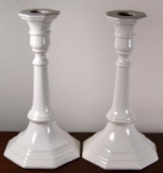 Pair of White Italian Porcelain Candle Holders