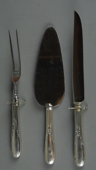Matching Sterling Silver Handle Carving Set and Pie/Cake Server