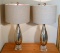 Pair of Contemporary Mercury Glass Table Lamps, Neutral Shades