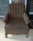 Steve's Upholstery Tweed Upholstered Leather Sided Arm Chair, Tufted Back