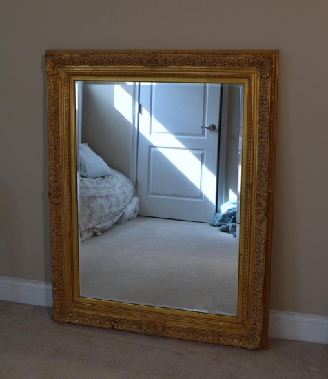 Large Ornate Gilt Wood Frame Wall Mirror