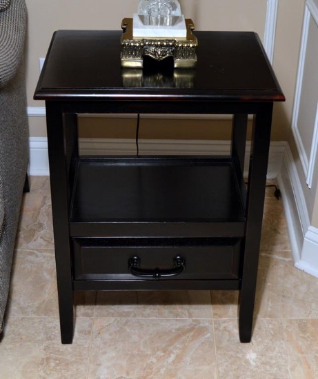 Contemporary Black Wooden Side Table