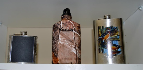 Lot of 3 Hip Flasks: Magellan & 2 Others