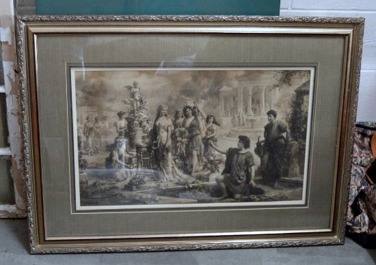 Antiquity Scene Print, Sepia Tone, Framed