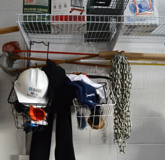 Miscellaneous Lot: Flood Lights, Animal Trap, Chains, Ventilator Etc