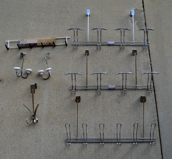 Lot of Like New or New Over The Door Hanging Racks & One Wall Attached Rack