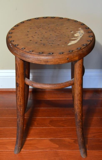 Antique Oak Stool, 21” H