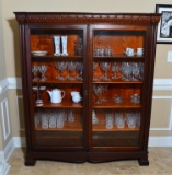 Fine Cherry & Mahogany Cabinet Bookshelf or China Cabinet