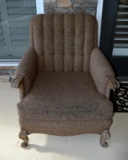 Steve's Upholstery Tweed Upholstered Leather Sided Arm Chair, Tufted Back