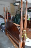 Vintage Mahogany Carved Post Queen Size Rice Bed