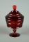Ruby Glass Covered Candy Dish