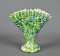 Vintage Fenton “Vasa Murrhina” Green Aventurine, White, and Blue Glass Fan Vase