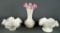 Lot of 3 Vtg Fenton Art Glass Items: Two Silver Crest Compotes, One Apple Blossom Crest Vase