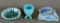 Lot of 3 Vintage Blue Opalescent / Satin Glass Pieces