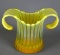 Fostoria Heirloom Yellow Vaseline Opalescent Two-Handled Vase