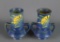 Pair of Vintage Roseville USA “Freesia” Blue 6” Vases, #118-6