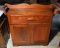 Antique 19th C. Walnut Washstand w/ Towel Racks On Sides, Carved Pull