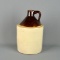 Antique Stoneware Whiskey Jug w/ Handle, Brown Glaze At Top