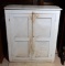 Antique 20th C. White Painted Punched Tin Pie Safe