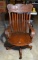 Antique 20th C. Sheboygan Chair Co. Rolling Oak Desk Chair, Station Chair