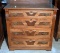 Antique 20th C. 4-Drawer Chest w/ Glass Top Cover