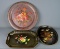 Lot of 3 Handpainted Floral Metal Trays