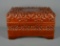 Ornate Carved Teak Glove Box & Tray