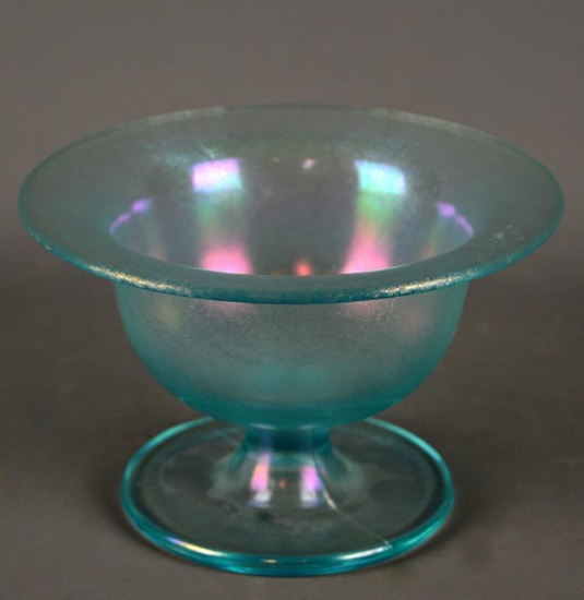Antique Fenton Celeste Blue Stretch Glass Compote