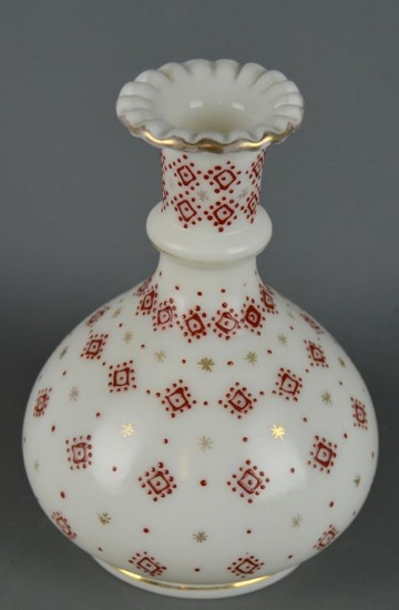 Vintage Charleton Hand Decorated Milk Glass Vase