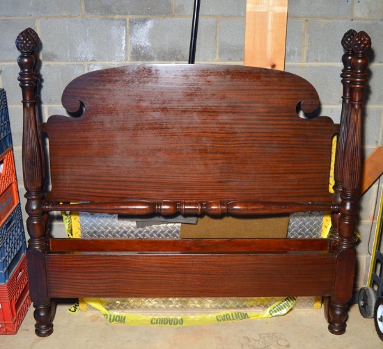 Vintage Rosewood Pineapple Full Size Bed, w/ Metal Frame Lots 180-182 Matching Set