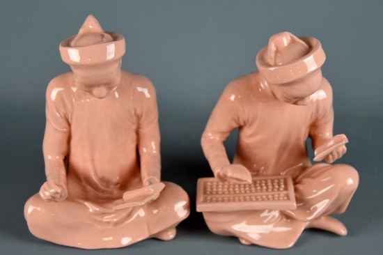 Pair of Vintage Chinese Scholar Ceramic Bookends