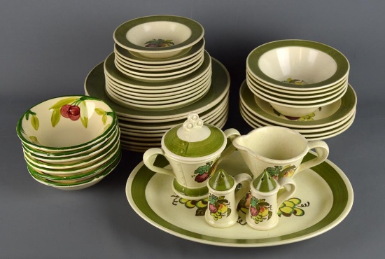 Set of 4 Placesettings of “Poppy Trail” by Metlox + Extra Pieces (35 Pcs of Poppy Trail & 7 Other)
