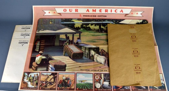 Vintage Coca Cola 1940s “Our America” Educational Cotton Poster Set 1-4, NC Wyeth