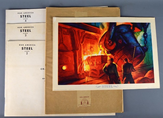 Vintage Coca Cola 1940s “Our America” Educational Steel Posters 2-4, NC Wyeth
