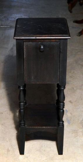 Black Painted Small Wooden Smoker's Stand w/ Door/Storage